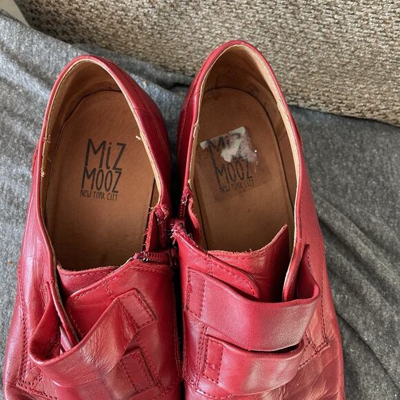 Miz Mooz Liam Oxfords Women’s Size 9 Red Leather Derby Zipper - Picture 4 of 15